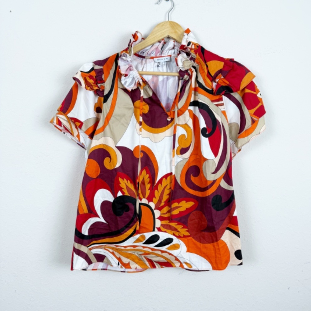 Patty Kim Abstract Print Statement Blouse Size Medium